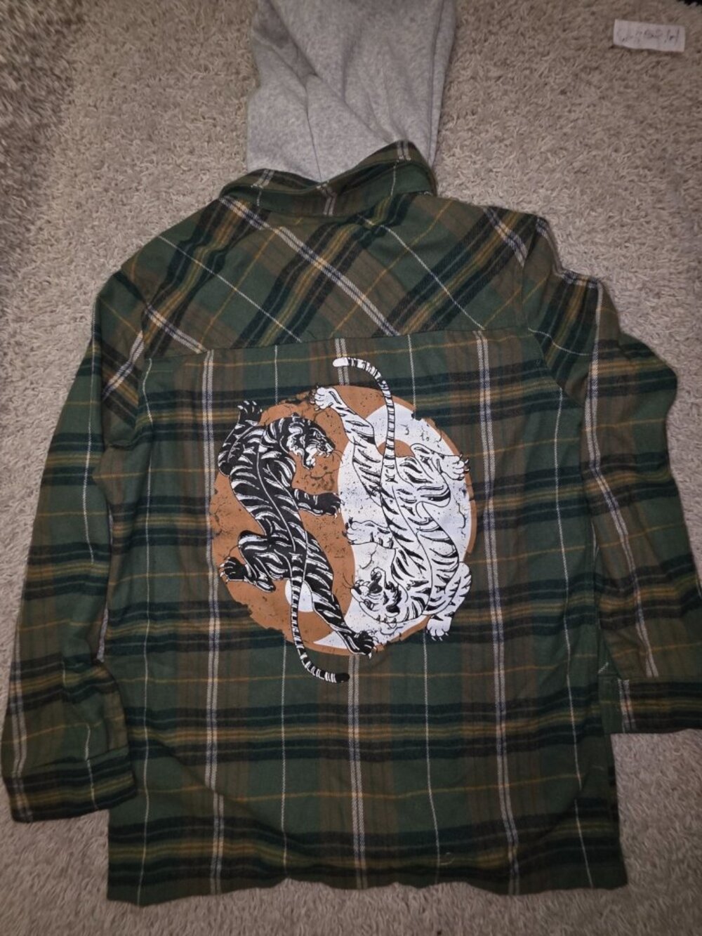 Empyre Unisex Small Holly Flannel Hooded Jacket Yin Yang, Button Front